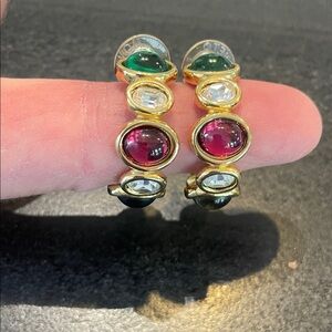 Money Elegant Gold and Gemstone Earrings